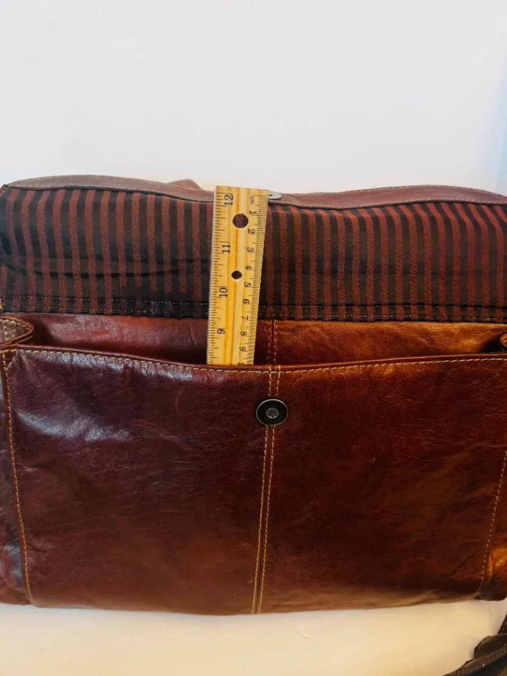 Vtg Jack Georges Large Distressed Brown Leather Messenger Bag Laptop Satchel Mag